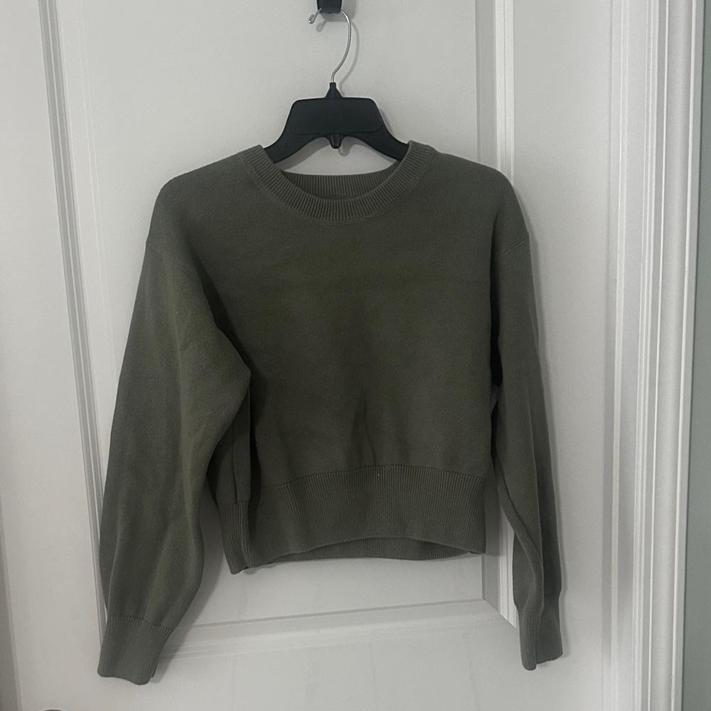 Aerie Olive Crew Neck Sweater